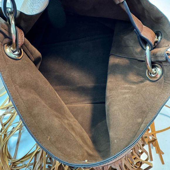 Fringe Hobo Crossbody Bag Brown Convertible Western Faux Leather - Picture 8 of 14